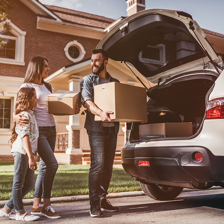 Family moving from car